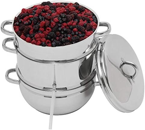 VINEYARD Deluxe Stainless Steel Steam Juicer & Roaster Set - Induction Friendly, Tempered Glass Lid, Cool-Touch Handles, 8 Quart Capacity