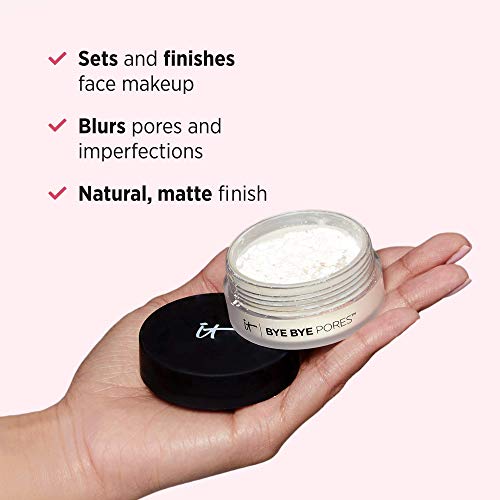 IT Cosmetics Bye Bye Pores – Poreless Finish Loose Setting Powder Makeup – Translucent Blurring Face Powder for All Skin Tones – with Peptides, Silk, Collagen & Antioxidants – 0.23 oz
