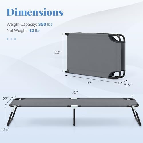 Goplus Folding Camping Cot, Sleeping Cots for Adults Kids