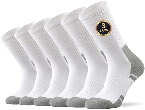 Ortis Cotton Cushion Crew Athletic Socks for Men Work Boot Sports Exercise