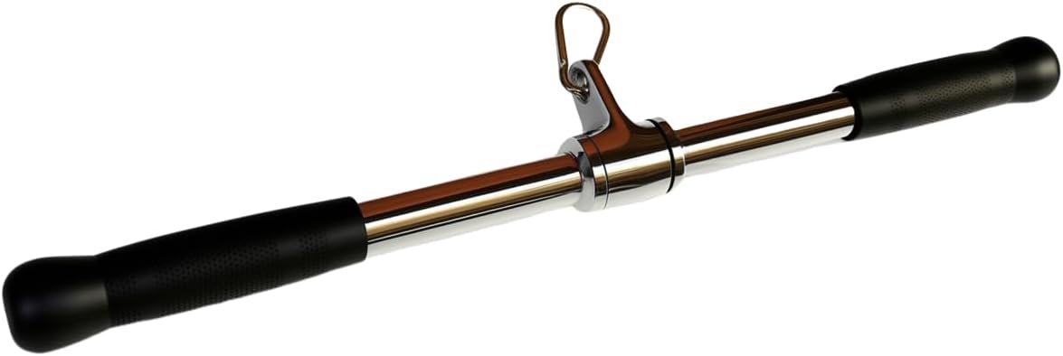 Revolving Lat Pulldown Bar for Cable Machine, Straight Bar with Rubber Grip - Tricep Press Down, Curl & Back Exercise Attachment for Home Gym