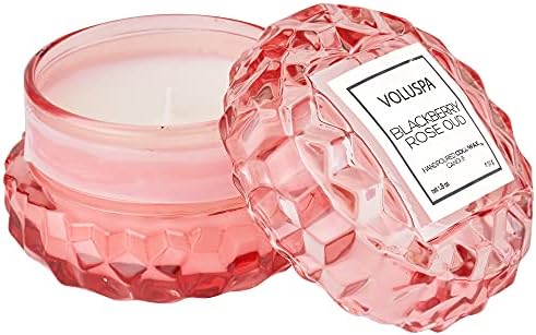 Voluspa BlackBerry Rose Oud Candle | Macaron | 1.8 Oz. | 15 Hour Burn Time | Coconut Wax and Natural Wicks for a Cleaner Burn | Vegan | Hand-Poured