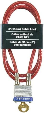 Master Lock 719D Steel Cable with Integrated Outdoor Padlock with Key, 1 Pack