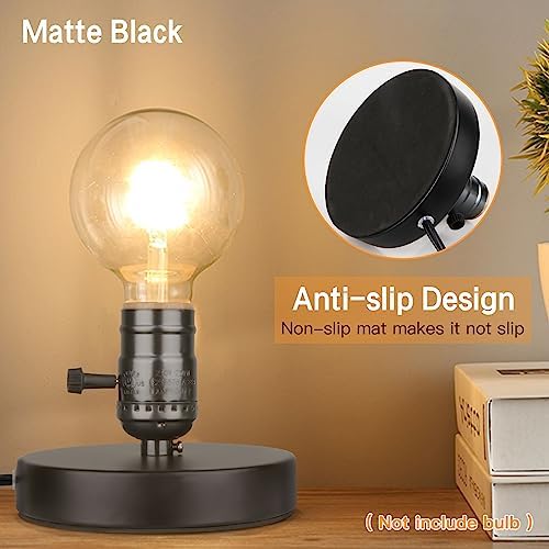 Vintage Table Lamp Base Only Without Shade, Mini Basic Edison Exposed Light Bulb Stand