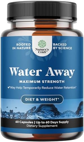 Water Away Herbal Diuretic Pills High Strength - Fluid Retention Supplement with Dandelion Leaf Extract & Green Tea for Bloating Relief for Women &