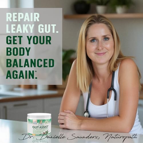 Gut Assist Leaky Gut Support Powder | 40-Servings with L-Glutamine, Arabinogalactan, Licorice Extract