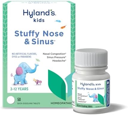 Hyland's Kids Stuffy Nose and Sinus Tablets, for Children Ages 2+, 50ct