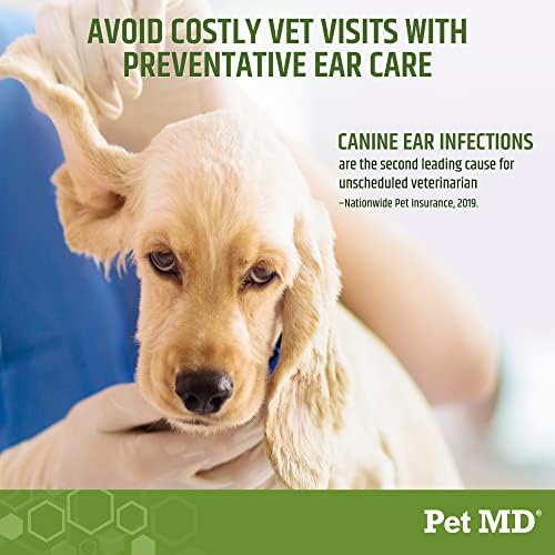 Pet MD Dog Ear Cleaning Wipes – Otic Cleanser for Dogs - 100 ct | Soothing Ear Care with Aloe Vera & Eucalyptus, Regular Wipes