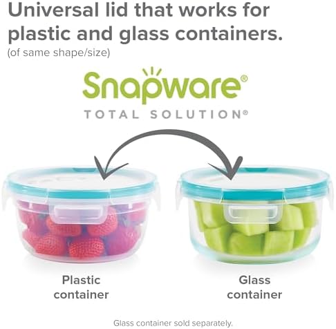 Snapware Glass Total Solutions (12-Pack) Food Storage Containers Set | Airtight & leakproof plastic locking BPA-free lids, freezer, dishwasher, microwave safe