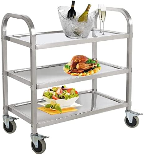 Medium 3 Shelf Heavy Duty Utility Cart on Wheels | 34 in. Long x 18 in. Wide