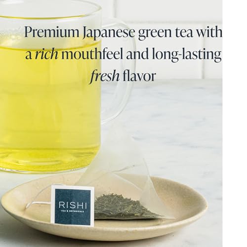 Rishi Tea Sencha Green Japanese Organic Sachet Tea Bags, Caffeinated, 15ct | Classic Japanese Sencha Green Tea, Enjoy Hot or Iced, Sustainable, 15 Servings