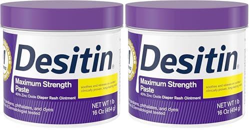 Desitin Maximum Strength Diaper Rash Paste, 40% Zinc Oxide, 4.8 oz | Helps Treat, Relieve & Prevent Diaper Rash, 40% Zinc Oxide, Immediate Relief, Protects up to 12 Hours, Hypoallergenic