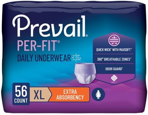 Prevail Per-Fit for Women Daily Protective Underwear, Pull-up Disposable Adult Diaper for Women, Extra Absorbency, Medium, 80 Count (4 Packs of 20) | Disposable, Incontinence, Extra Absorbency