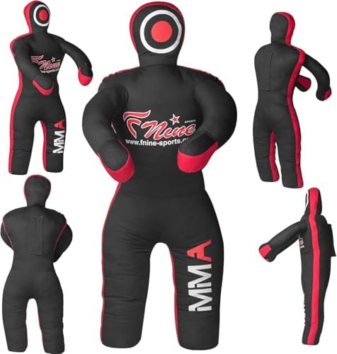 MMA Grappling Dummy, for Judo, Wrestling, Brazilian Jiu Jitsu, Submission and Throwing UNFILLED Canvas Bag (Black Red, 47 Inches (4 feet))