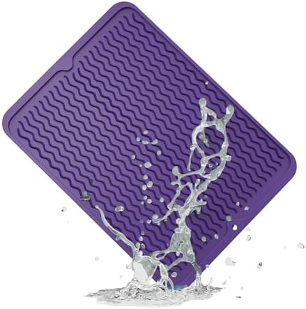 ZLR Silicone Dish Drying Mat for Kitchen Counter, Eco-Friendly Fast Dry Dish Mat, Easy Clean Multi Usage Drying Matt, Heat Resistant Trivet
