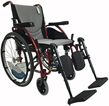 Karman 25 lbs Ergonomic Wheelchair with Removable Footrest 18" Silver