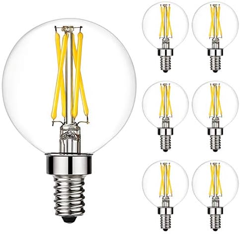 Litehistory e12 led bulb dimmable g16.5 Light Bulb 4W Equal 40 Watt 400lm AC120V e12 Candelabra Bulb 40 Watt for Chandeliers,Ceiling Fan,Vanity Warm White 2700K Globe candelabra Light Bulb 6Pack