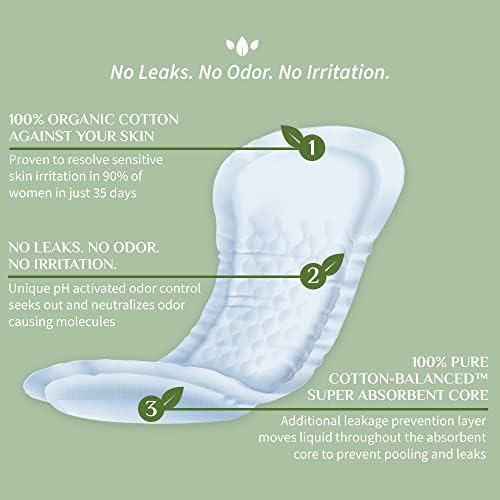 Organyc – 100% Organic Cotton Light Incontinence Pads for Bladder Leaks (Maximum, 16 Count(1 Pack))