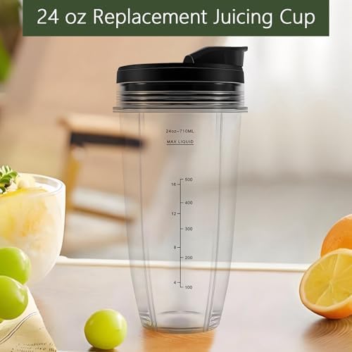 Blender Replacement Parts for Ninja, 24oz Ninja Blender Cups with To-Go Lids