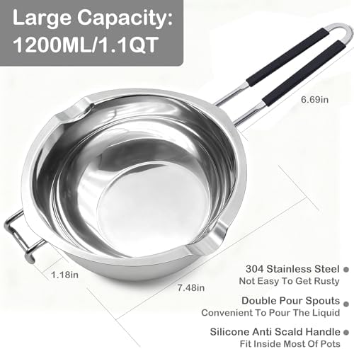 1QT Double Boiler Chocolate/Wax/Candy Melting Pot with Silicone Spatula