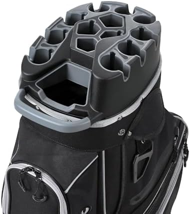 VEVOR Golf Cart Bag, 14 Way Molded Lock Top Divider Organizer, Golf Club Bag with Full-Length Divider, Handles, Storage Pockets, Shoulder Strap, Rain Hood, Smooth Zippers for Men & Women