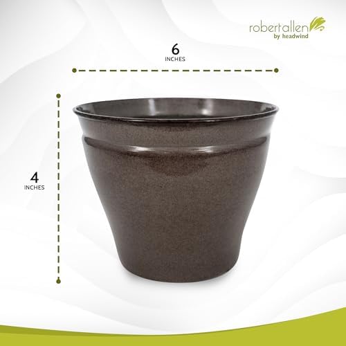 Headwind Glazed Ironstone Avery Collection Decorative Plant Pot – 6" Midnight Sapphire Glazed Decorative Pot – Lightweight & Durable Flower Pots
