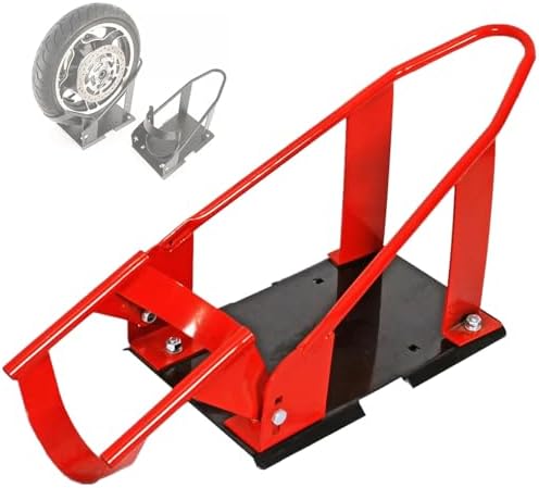 SUNROAD Adjustable Motorcycle Wheel Chock, Fits 15"-21" Front Wheels | Heavy-Duty Steel, Self-Locking Wheel Cradle, Garage, Trailer & Workshop Use