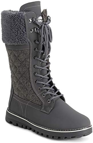 POLAR Womens Faux Fur Warm Thermal Waterproof Outdoor Walking Snow Winter Rubber Sole Calf Boots