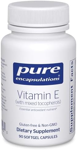 Pure Encapsulations Vitamin E (with Mixed Tocopherols) - Antioxidant Protection & Cellular Function* - Contains Mixed Tocopherols - Non-GMO - 90 Softgel Capsules | Antioxidant Protection and Cellular Function*, Contains Mixed Tocopherols, Non-GMO
