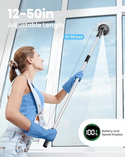Electric Spin Scrubber, Upgraded IPX7 Cordless Cleaning Brush for Bathroom Shower, Household Cleaning Scrubber with 7 Brush Heads