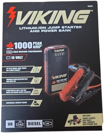 1000 Peak amp Lithium-ion Jump Starter and Power Bank Compatible with Viking