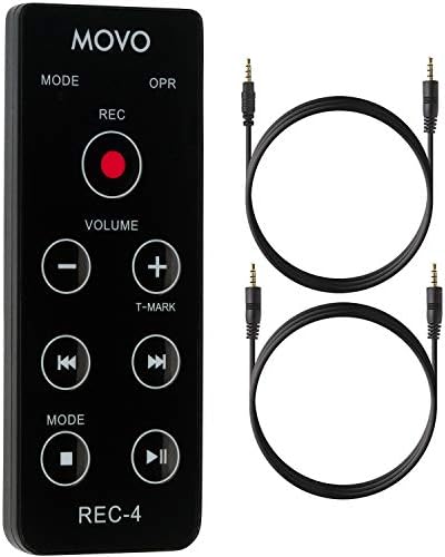 Movo REC-4 Wired Remote Control for Zoom H2n, H4n Pro, H5 and H6 Portable Digital Handy Recorders - Also Compatible with Sony M10, D50, D100