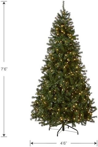 National Tree Company 7.5ft Pre-Lit North Valley Spruce Christmas Tree | 550 LED Lights, 1, 346 Tips, 10 Light Functions, Foot Pedal, Includes Stand