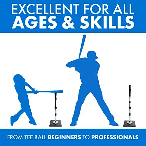 Tanner Tee The Original Batting Tee – Adjustable Pro Hitting Tee for Baseball & Softball, Steel Shaft, Composite Base, Hand-Rolled Rubber Top