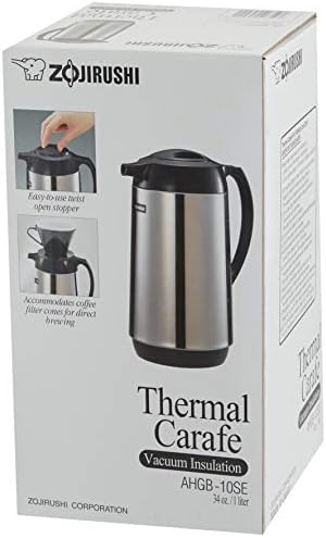 Zojirushi AHGB-10SE, Thermal Serve Carafe, 34 oz. / 1.0 liter, Polished Stainless Steel, Made in Japan