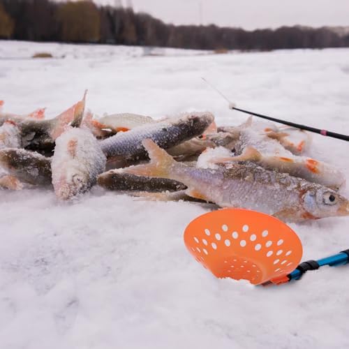 33.4" Adjustable Ice Fishing Skimmer Scoop with Long Handle | Portable Winter Ice Fishing Scooper, Ice Fishing Gear for Scooping Out Ice While Fishing