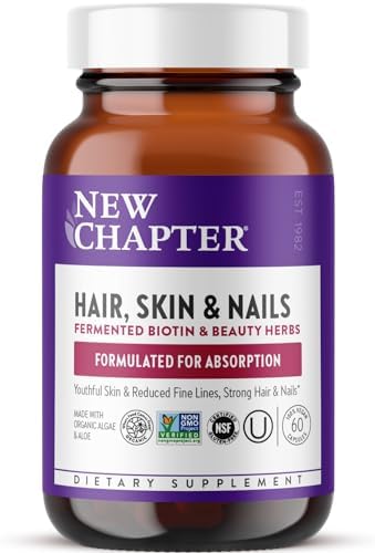 New Chapter Biotin Supplement, Vegan Hair Skin and Nails Vitamins with Fermented Biotin + Astaxanthin - 60 Count