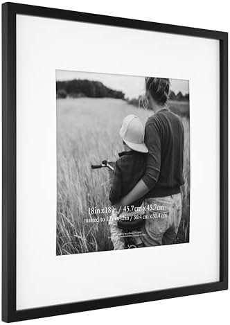 MCS East Village Picture Frame, 18x18 Matted to 12x12, Black, 2-Pack