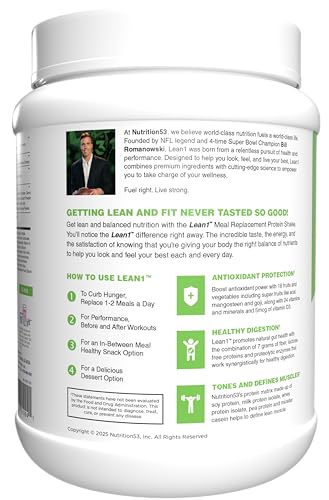 Lean1 Vanilla, Meal Replacement Protein Shake, 15 Serving Tub