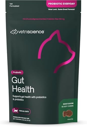 VetriScience Gut Health Chews, Probiotic Everyday Digestive Supplement for Cats, Pet Probiotics for Digestion Support, Gas and Diarrhea