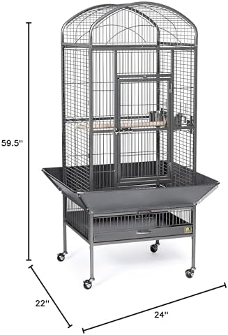 Prevue Pet Products Dometop Bird Cage - Large, Black Hammertone | for Parrots, Conures, Caiques, Small Cockatoos, Big Bird Cage with Wheels