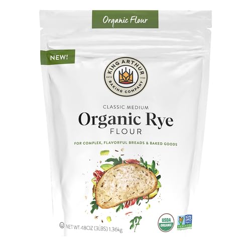 King Arthur Organic Medium Rye Flour - 3 lbs for Complex Flavorful Breads & Baked Goods - 100% US Grown & Milled - Non-GMO Project Verified - Robust