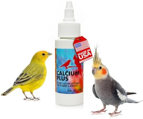 Calcium Plus Liquid for Birds – Calcium Supplement with Vitamins and Minerals for Strong Eggshells, Healthy Bones - Support Growth, Breeding, and Wellness for All Birds 4 Fl Oz | Calcium Supplement - Supports Healthy Growth, Bone Strength, Breeding, Brai…