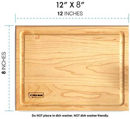 Premium Maple Wood Cutting Board - 12x8 Inches, Reversible Chopping Board for Kitchen, Cheese, and Charcuterie, Durable and Knife-Friendly