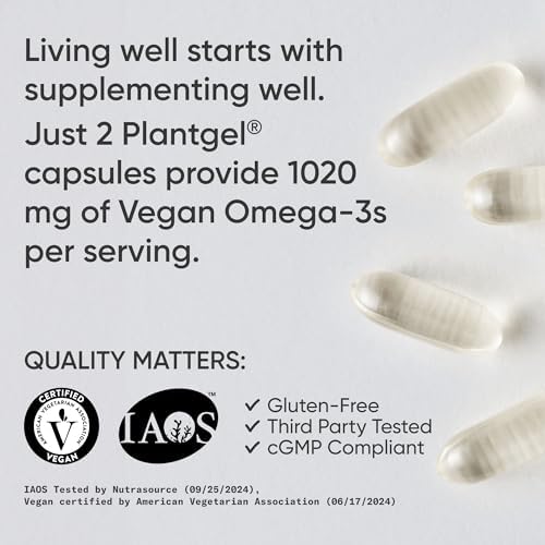 Sports Research® Vegan Omega-3 Algae Oil 1040mg, 60 Count Plantgels™
