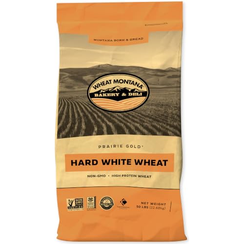 Wheat Montana: Prairie Gold: Wheat Berries - 50 lb Bulk Bag - 100% Whole Hard White Spring Wheat, Non-GMO, No Glyphosate, Milling, Bread & Baking