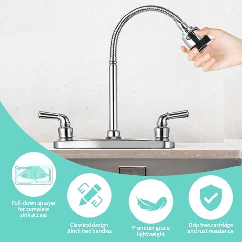 RV Kitchen Faucet Non-Metallic, Flexible Spout for Campers, Motorhomes, Travel Trailers