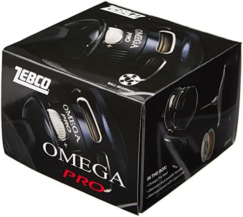Zebco Omega Pro Spincast Fishing Reel, Dual Ceramic Pick-up Pins, Solid-Brass Pinion Gear, GlideLine ll Line Retrieval System, Pre-Spooled