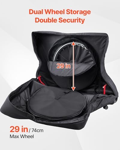 VEVOR Bike Travel Bag, Road Bike Bag Road Bicycle Storage Carry with TSA Lock & Dual Zipper for Air Travel, Outdoor Use, Airplane, Car, Train, Subway Transport