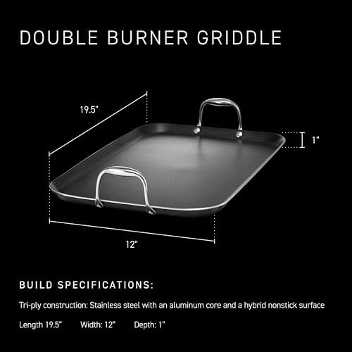 HexClad 12" Hybrid Nonstick Griddle Pan, BBQ, Dishwasher and Oven Safe